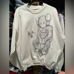 KAWS For Kid Cudi Moon Man Front Print Crewneck Sweatshirt